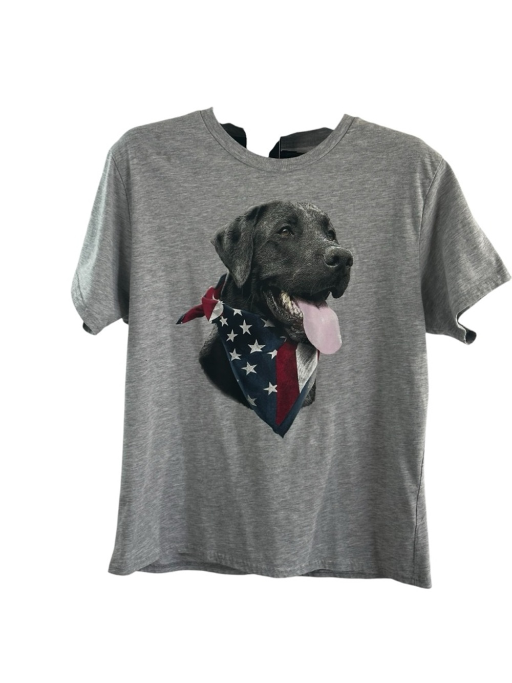 Way to Celebrate Patriotic Dog Graphic T-Shirt XL Gray Casual Streetwear